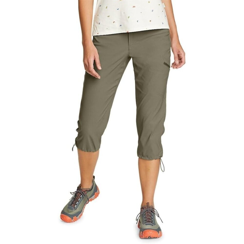 Eddie Bauer Olive Green Rainier Capris Hiking Outdoor Pants Women's Size 18